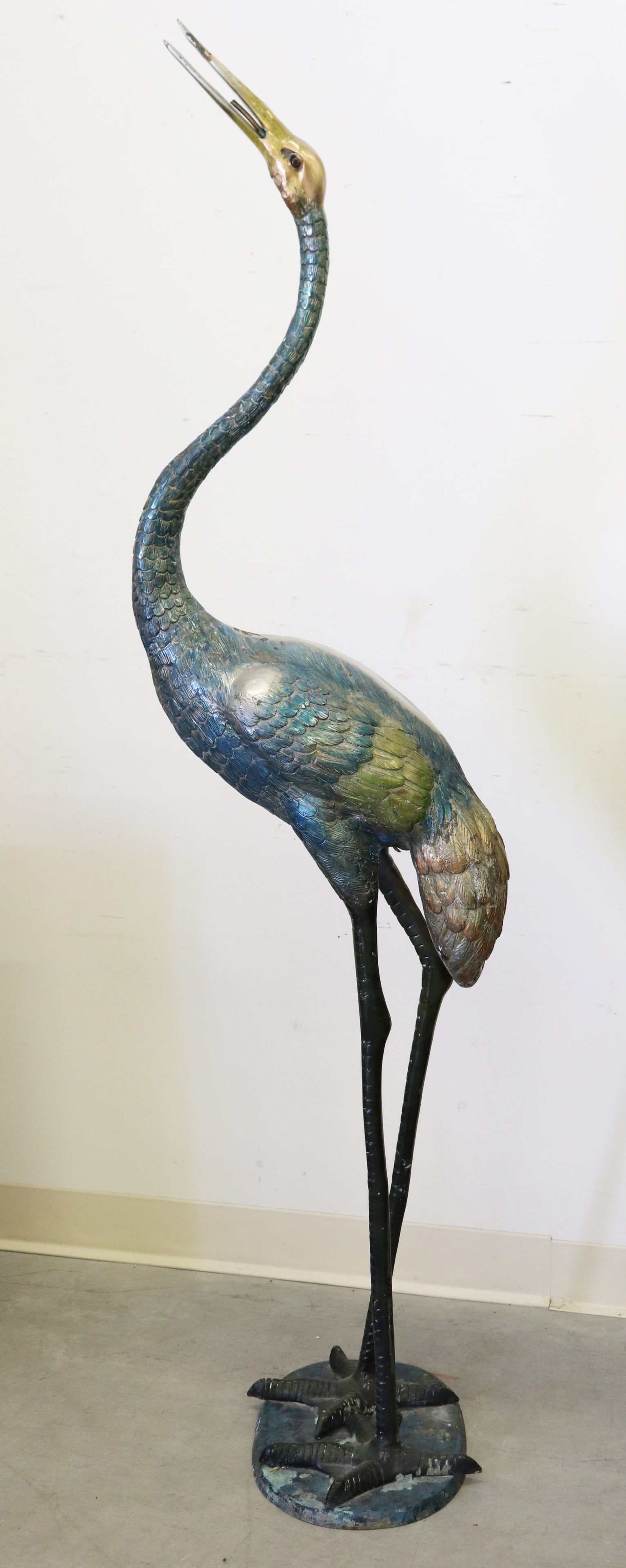 WILLIAM ARIBU LARGE HERON FOUNTAIN SCULPTURE 68.5" (1 of 4)