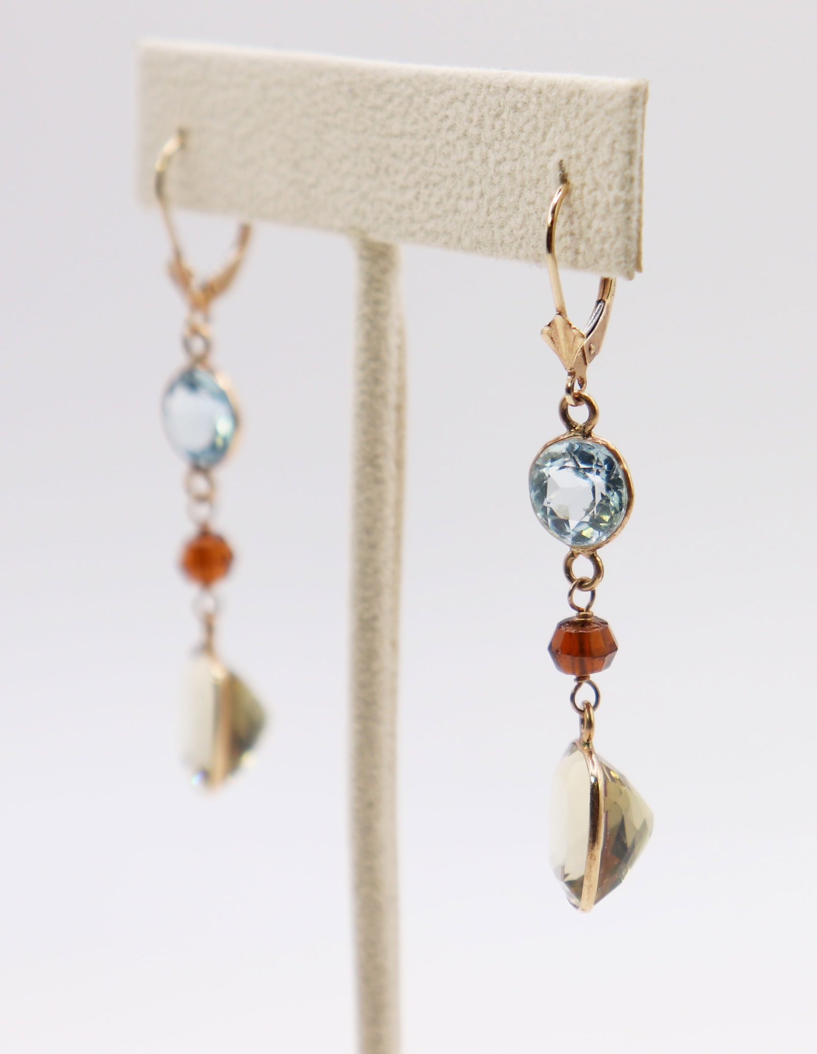 14K MULTI GEMSTONE DANGLE EARRINGS - 3