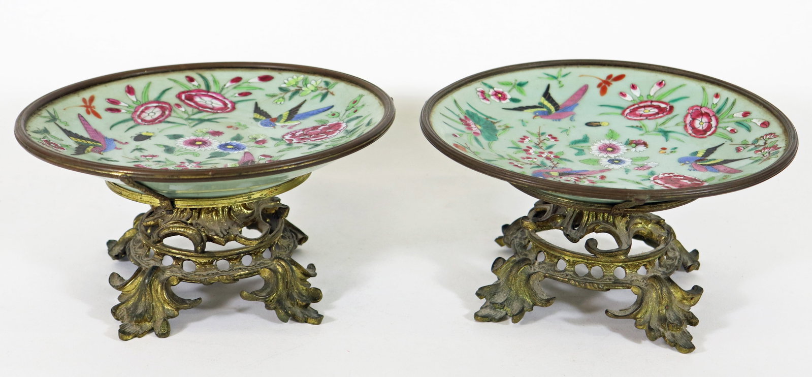 (2) ANTIQUE CHINESE CELADON GLAZED PORCELAIN TAZZA (1 of 4)