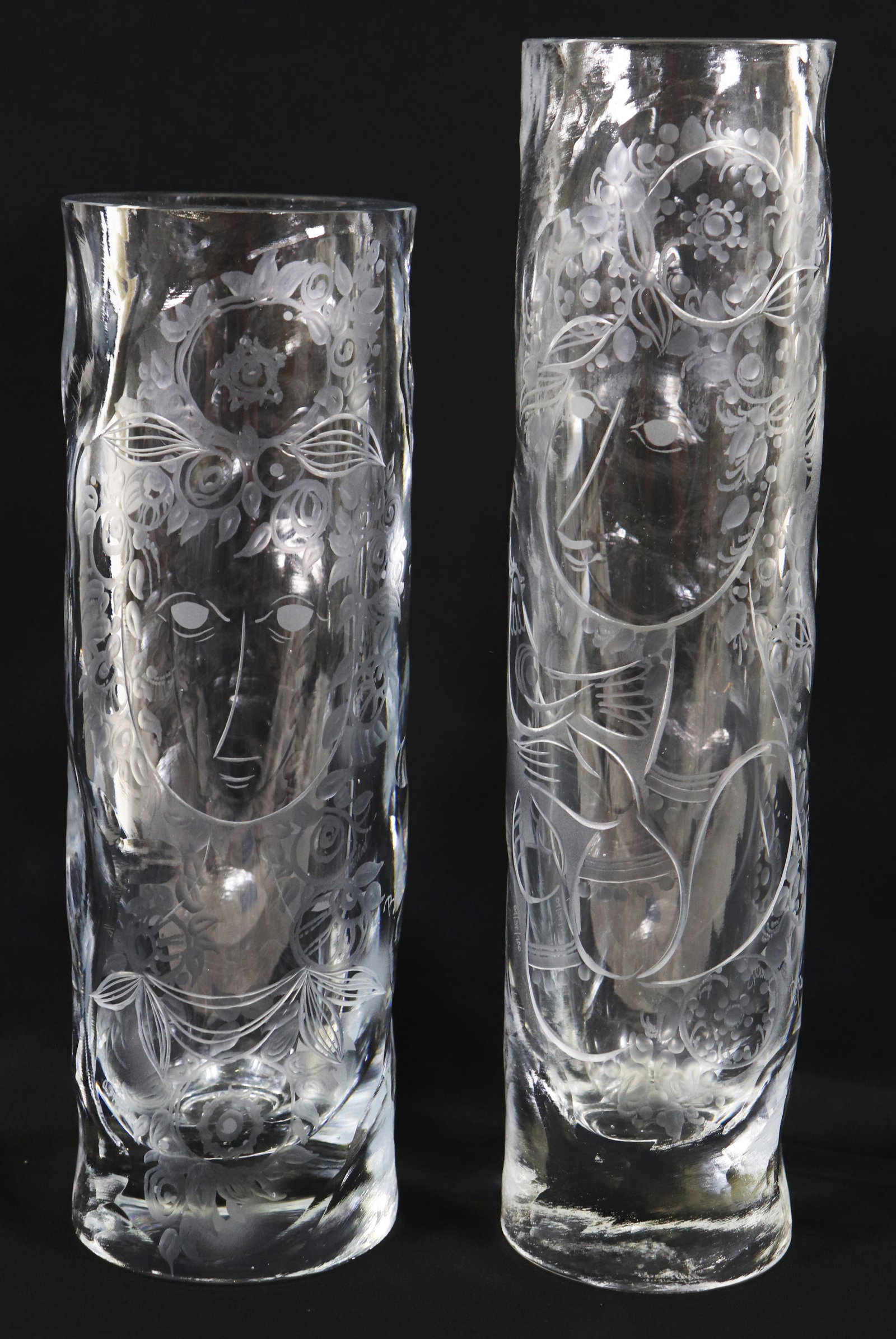 (2) ROSENTHAL STUDIOS BJORN WIINBLAD ETCHED VASES (1 of 3)