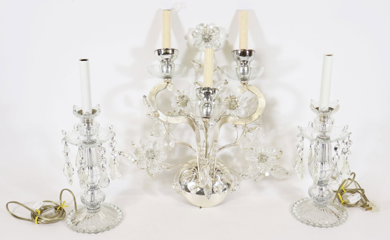 CRYSTAL WALL SCONCE & PAIR OF LAMPS (1 of 2)