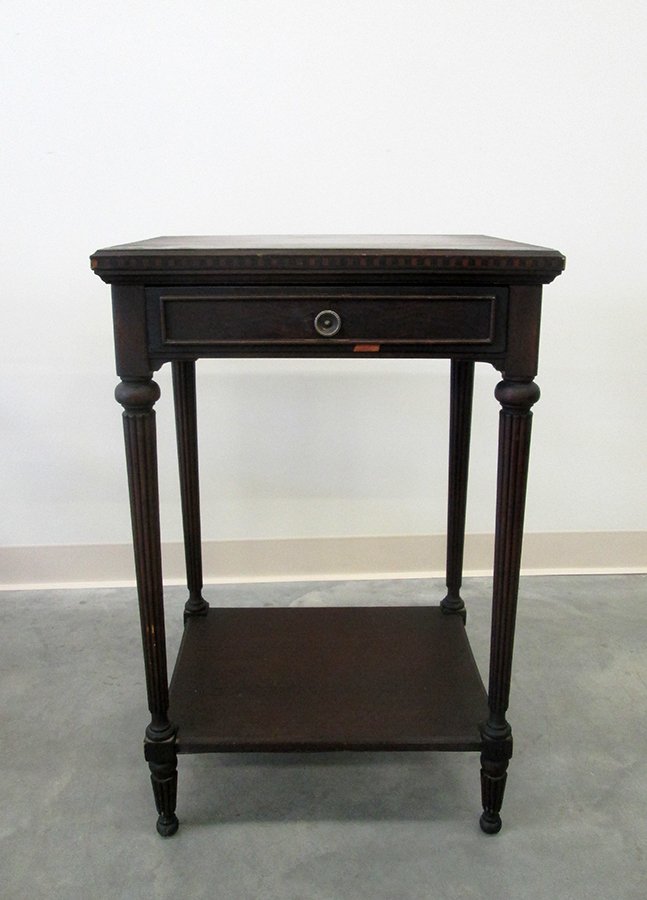 ANTIQUE SIDE TABLE: Antique side table with one drawer, measures 30 1/4" tall 20" x 16" wide.