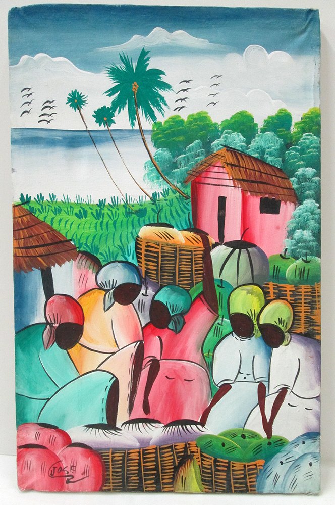 HAITIAN PAINTING ON CANVAS: Signed Jose lower left. Measures 22" x 14"