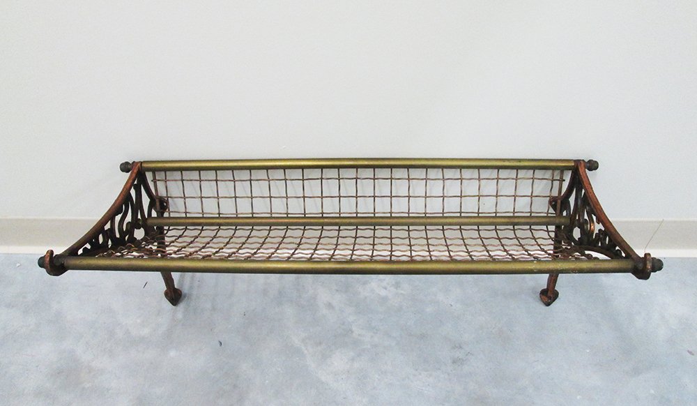ANTIQUE TRAIN LUGGAGE RACK: 30" Wide 11" long 13" deep.