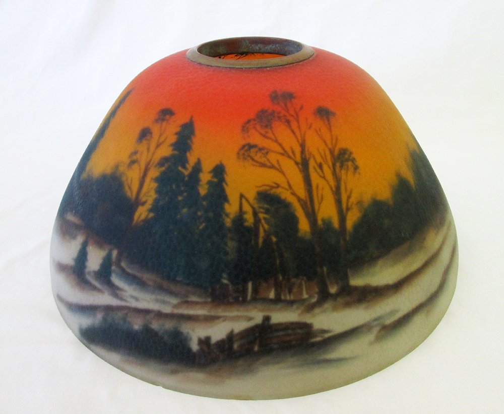 ANTIQUE REVERSE PAINTED GLASS LAMP SHADE Nov 16, 2013 Vero Beach
