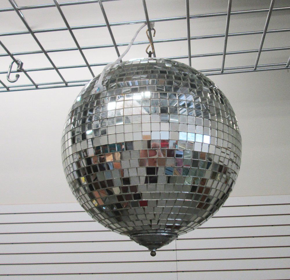 VINTAGE 12" DISCO BALL: Mirrored disco ball, 12" x 12"