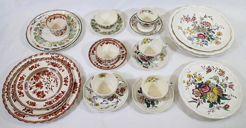 COPELAND SPODE COLLECTION: Collection of assorted Copeland Spode pieces including plates, cups & saucers, various patterns.