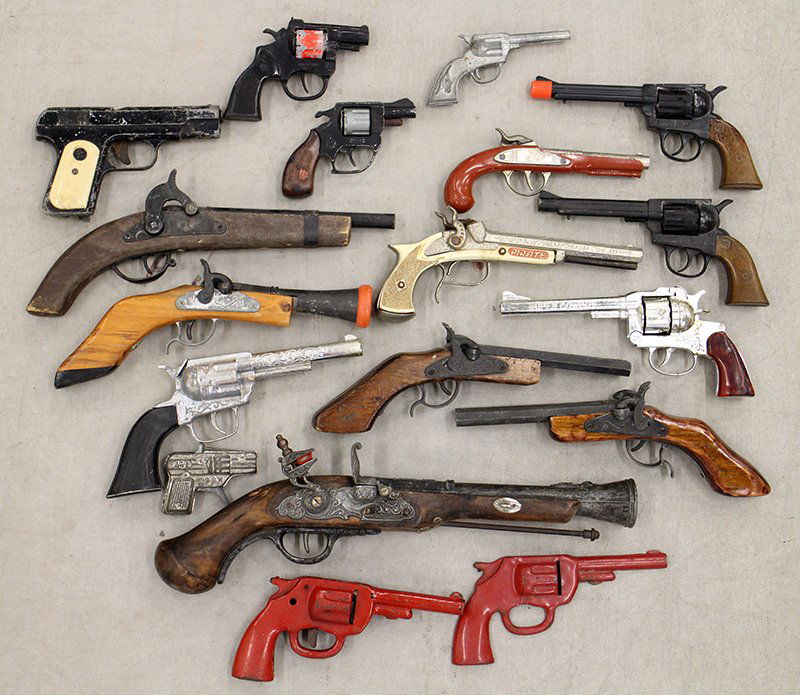 TOY & CAP GUN COLLECTION: Collection of assorted toy guns and cap guns.