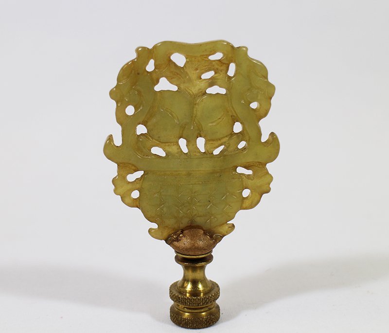 CHINESE JADE LAMP FINIAL: Chinese jade lamp finial pendant. 3 1/8" long.