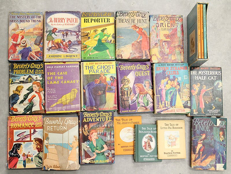 VINTAGE CHILDREN'S BOOKS: Collection of vintage children's books including Nancy Drew, Carolyn Keene, Margaret Sutton, Clair Blank, Beatrix Pottery, & more.
