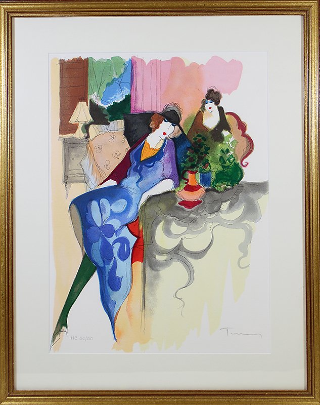 ITZCHAK TARKAY SERIGRAPH: Itzchak Tarkay "Four O Clock" serigraph. Hors Commerce edition of 50, signed lower right in pencil and numbered 50/50 lower left. Measures 16" x 12" and 21 1/4" x 17" with frame. Includes COA.