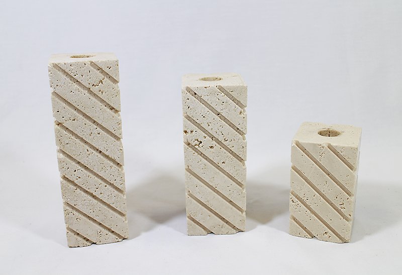 RAYMOR MID CENTURY MODERN CANDLE HOLDERS: Set of 3 mid century Raymor candle holders. 7" 6 & 4" tall with Raymor "Modern in the tradition of good taste" label.