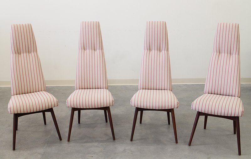 (4) ATTB. ADRIAN PEARSALL MID CENTURY CHAIRS: (4) Mid Century Modern high back dining chairs. Attributed to Adrian Pearsall. Chairs measure 47 1/2" tall 19" wide 18" depth.