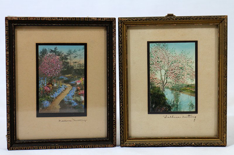 (2) WALLACE NUTTING SIGNED PRINTS: Two framed Wallace Nutting prints, each signed. 5 1/2" x 4 1/2" with frames.
