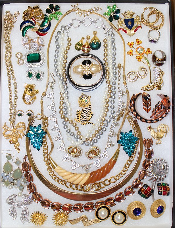 VINTAGE DESIGNER COSTUME JEWELRY: Includes: Swarvowski, Givenchy, Coro, Trifari, Lisa, Michaela Frey, Christian Dior, Tanger, Renoir, BSK, Kenneth Jay Lane, Camrose & Kross, Judy Lee, Napier, Joan Rivers, Erica Courtney, Bob Mackie an