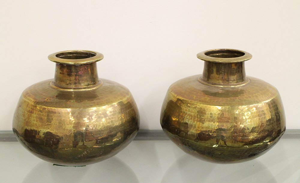 (2) HAMMERED BRASS VASES (1 of 2)