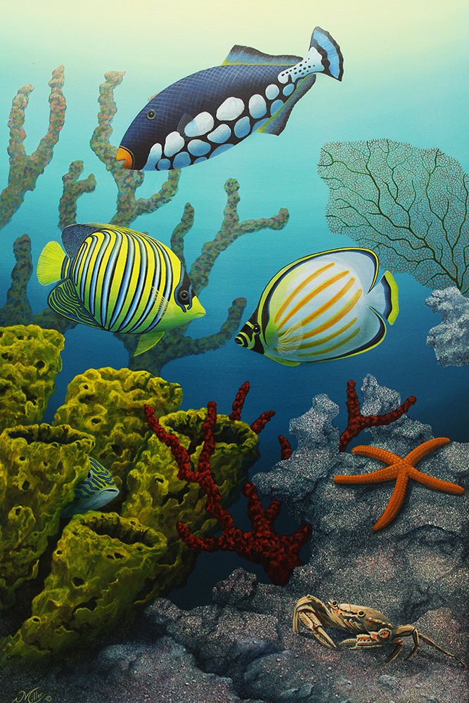 DAVID MILLER "COURAL COURTSHIP" OCEAN PAINTING (1 of 4)