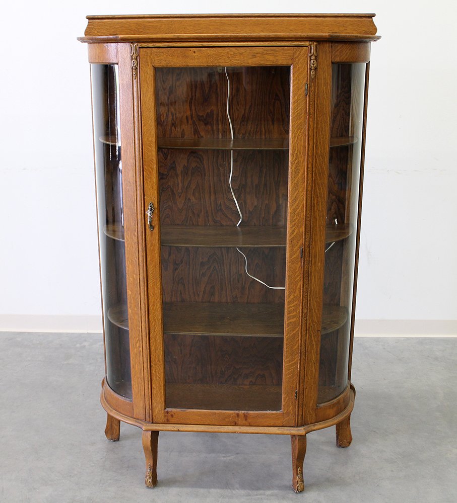 ANTIQUE OAK CURIO CABINET (1 of 4)
