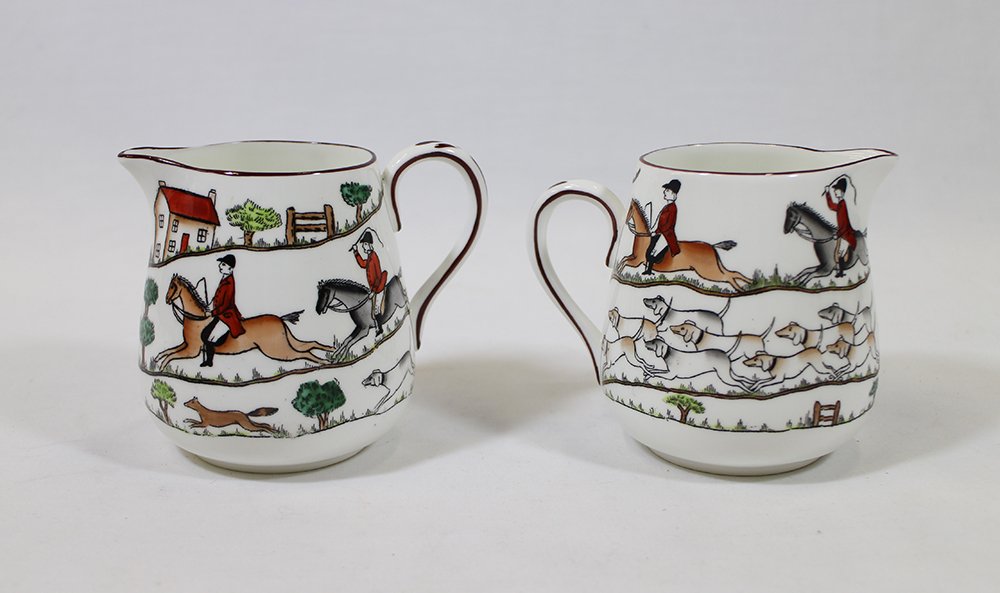 (2) CROWN STAFFORDSHIRE "HUNTING" CREAMERS (1 of 3)
