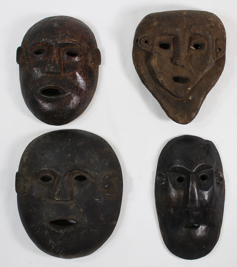 (4) PRIMITIVE HIMALAYAN WOOD MASKS (1 of 5)