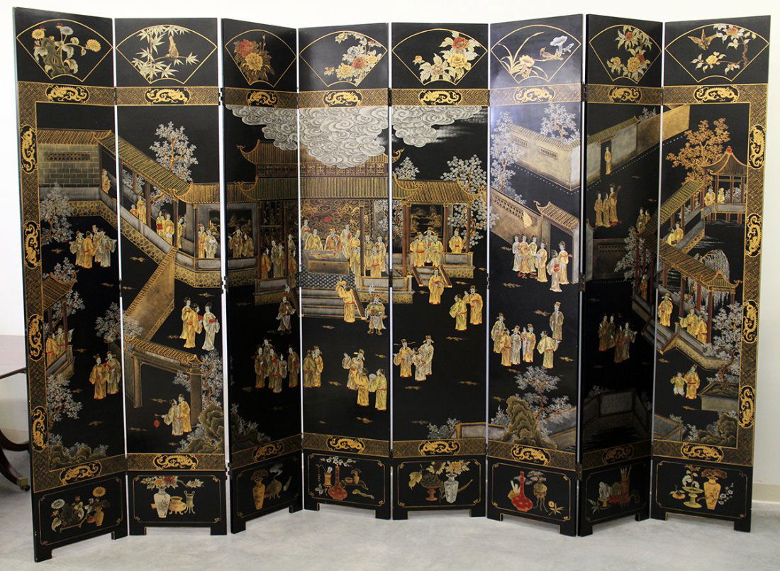 VINTAGE CHINESE 8 PANEL COROMANDEL SCREEN