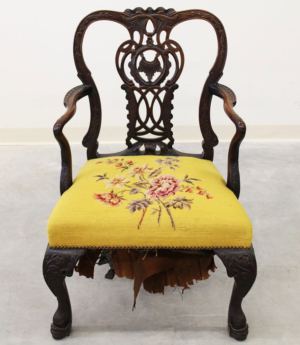 19TH CENTURY CHIPPENDALE STYLE ARMCHAIR (1 of 6)