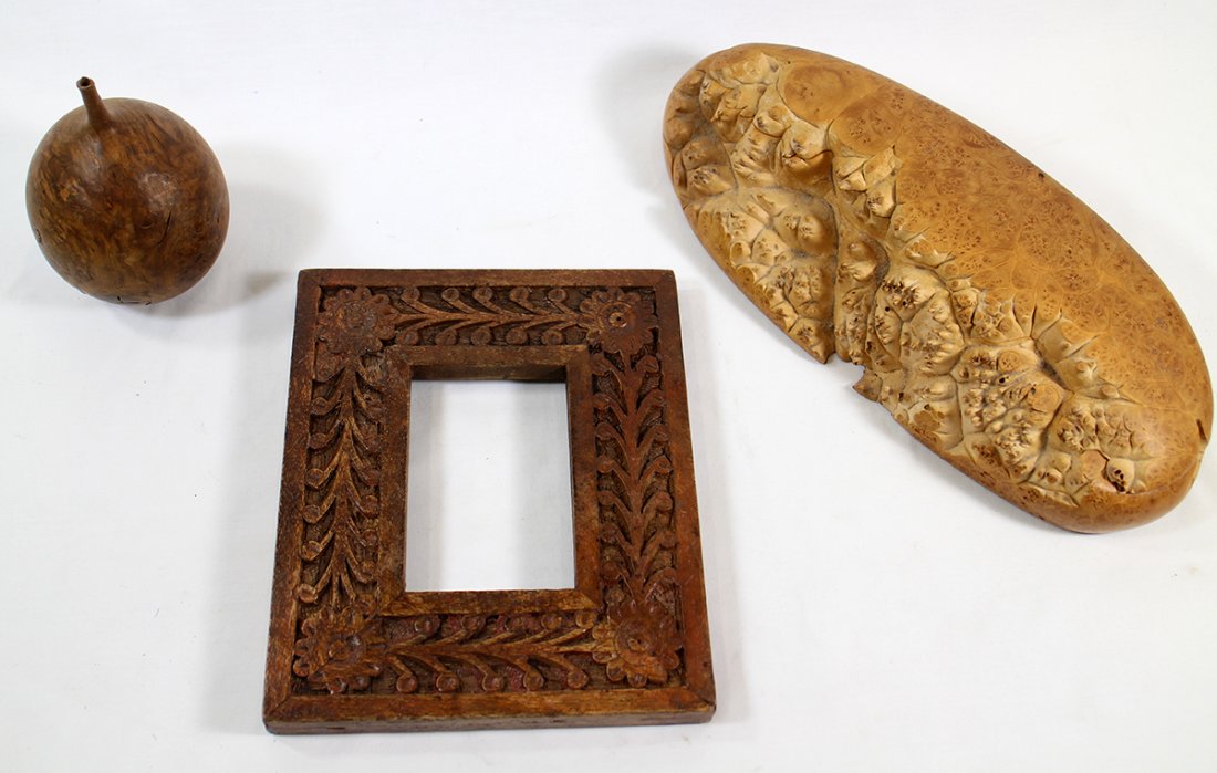 CARVED WOOD BOX, FRAME, & VASE (1 of 4)
