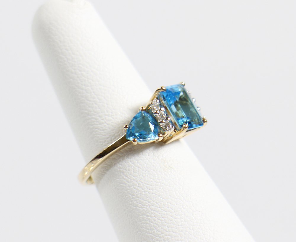 14K BLUE TOPAZ & DIAMOND RING (1 of 3)