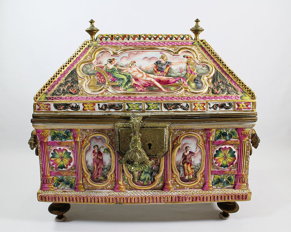 19TH CENTURY CAPODIMONTE JEWELRY CASKET (1 of 8)