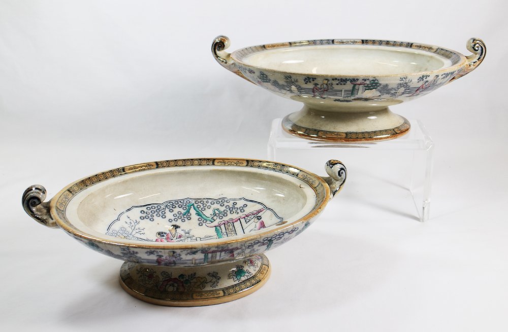 (2) 19TH CENT. CHINESE ENGLISH CENTERPIECE BOWLS (1 of 5)