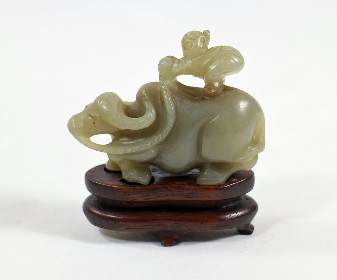 CHINESE JADE BOY RIDING OX FIGURINE (1 of 5)