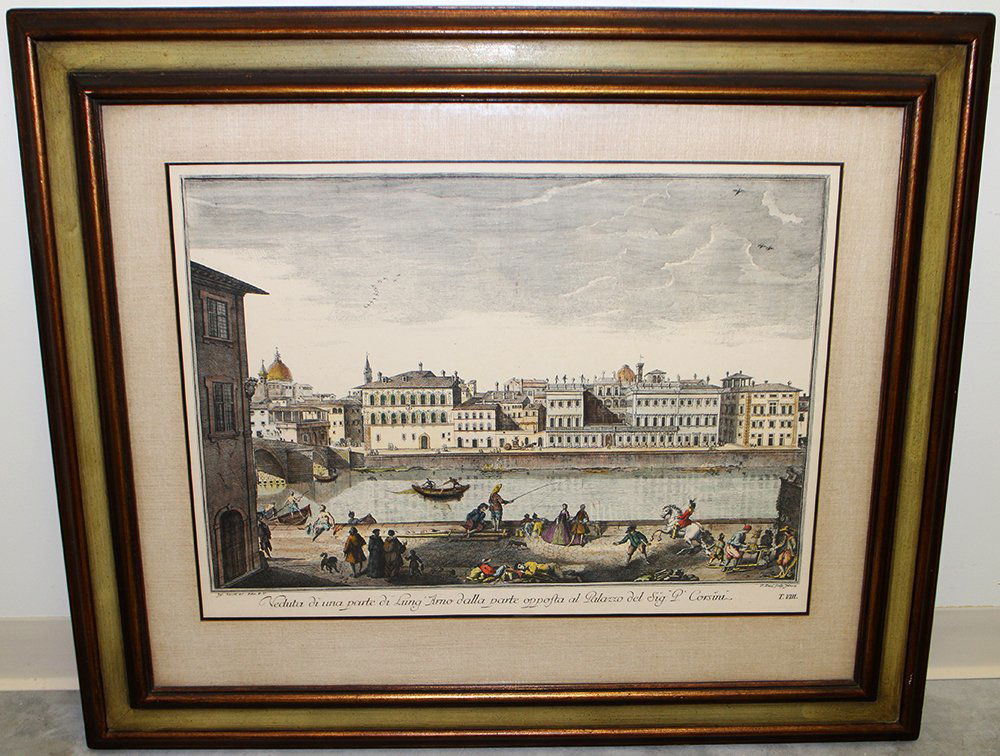 18TH CENT. HAND COLORED ENGRAVIING - GUISEPPE ZOCCHI (1 of 3)