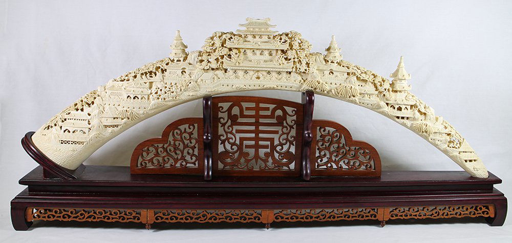 LARGE IVORY BRIDGE CARVING (1 of 8)