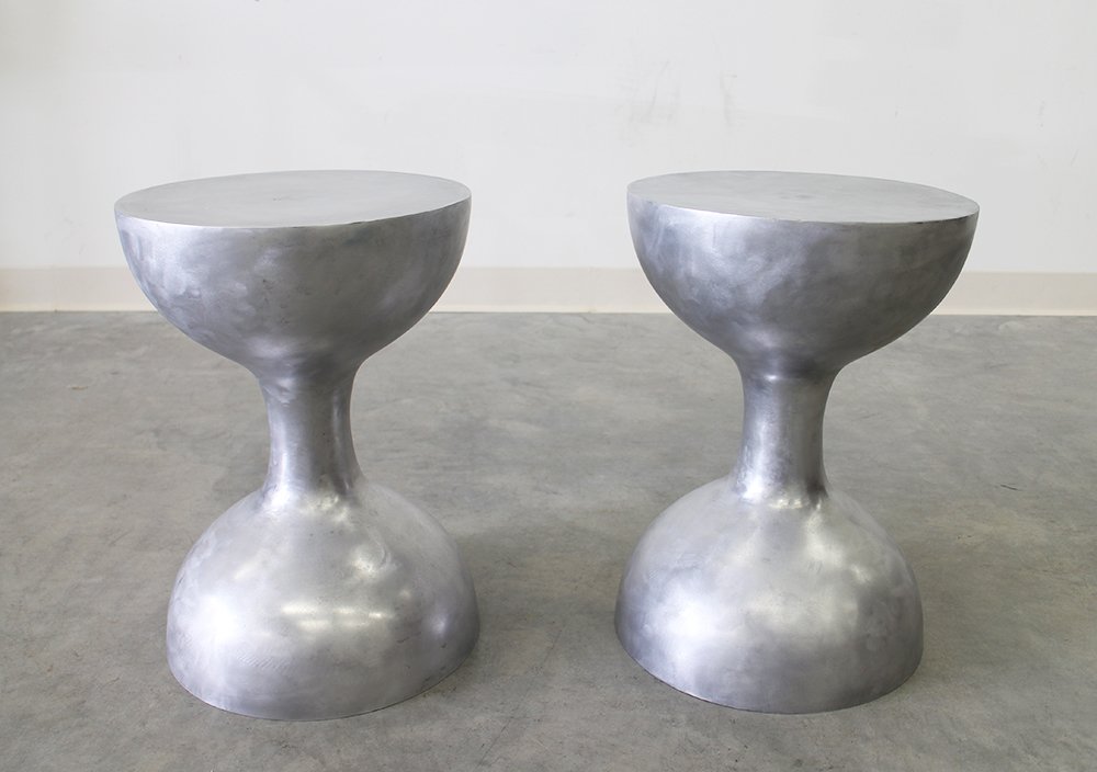 (2) MODERN ALUMINUM PEDESTAL STOOLS (1 of 2)