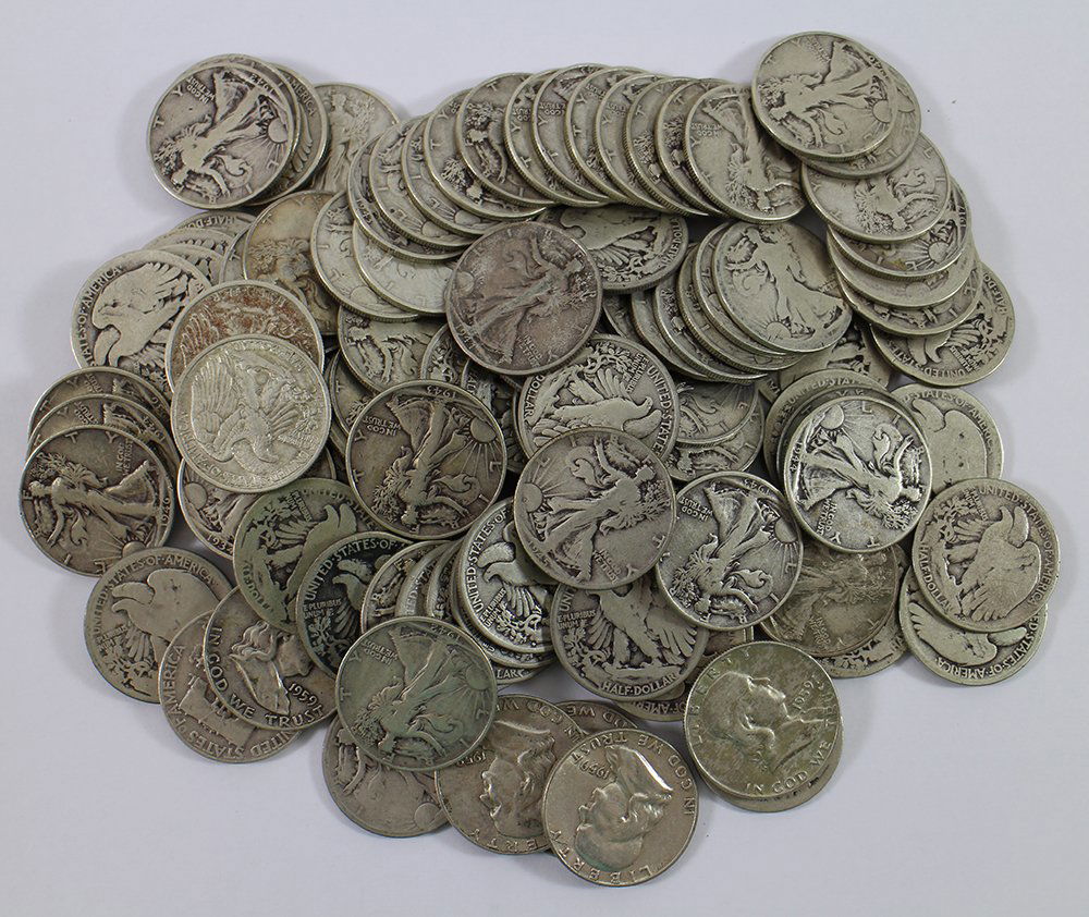 (100) SILVER LIBERTY & FRANKLIN HALF DOLLARS (1 of 1)