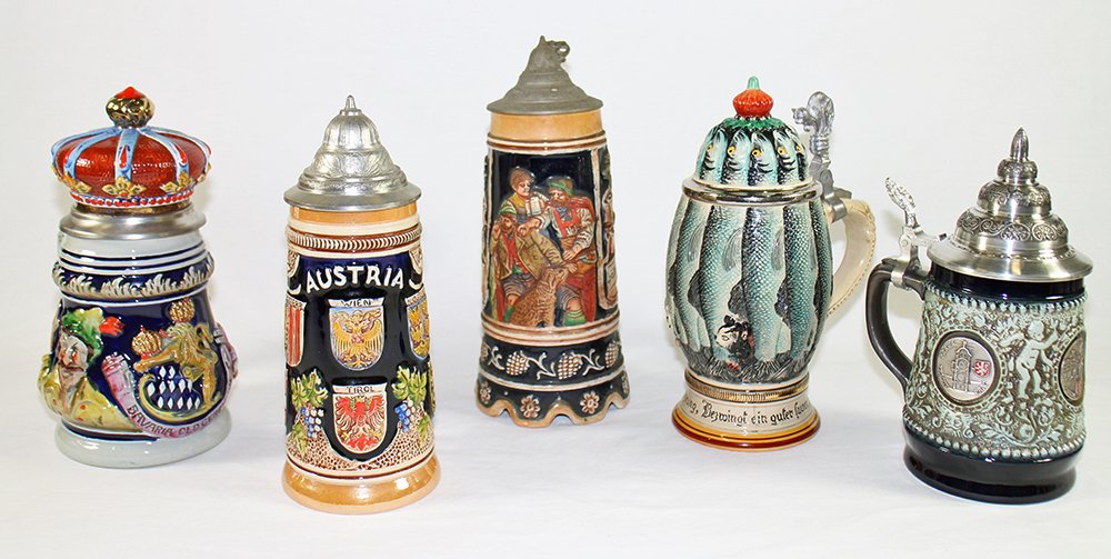 (5) GERMAN BEER STEINS (1 of 3)