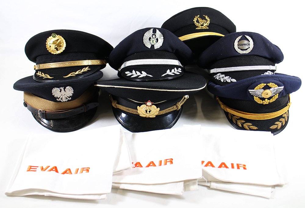 (7) VINTAGE AIRLINE PILOT HATS