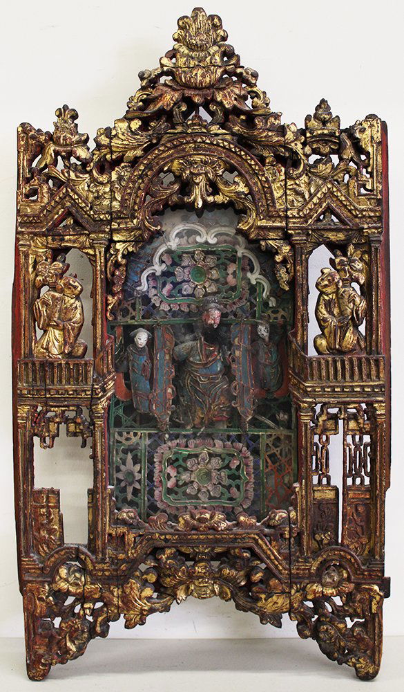 19TH CENTURY ASIAN POLYCHROME WOOD ICON (1 of 6)