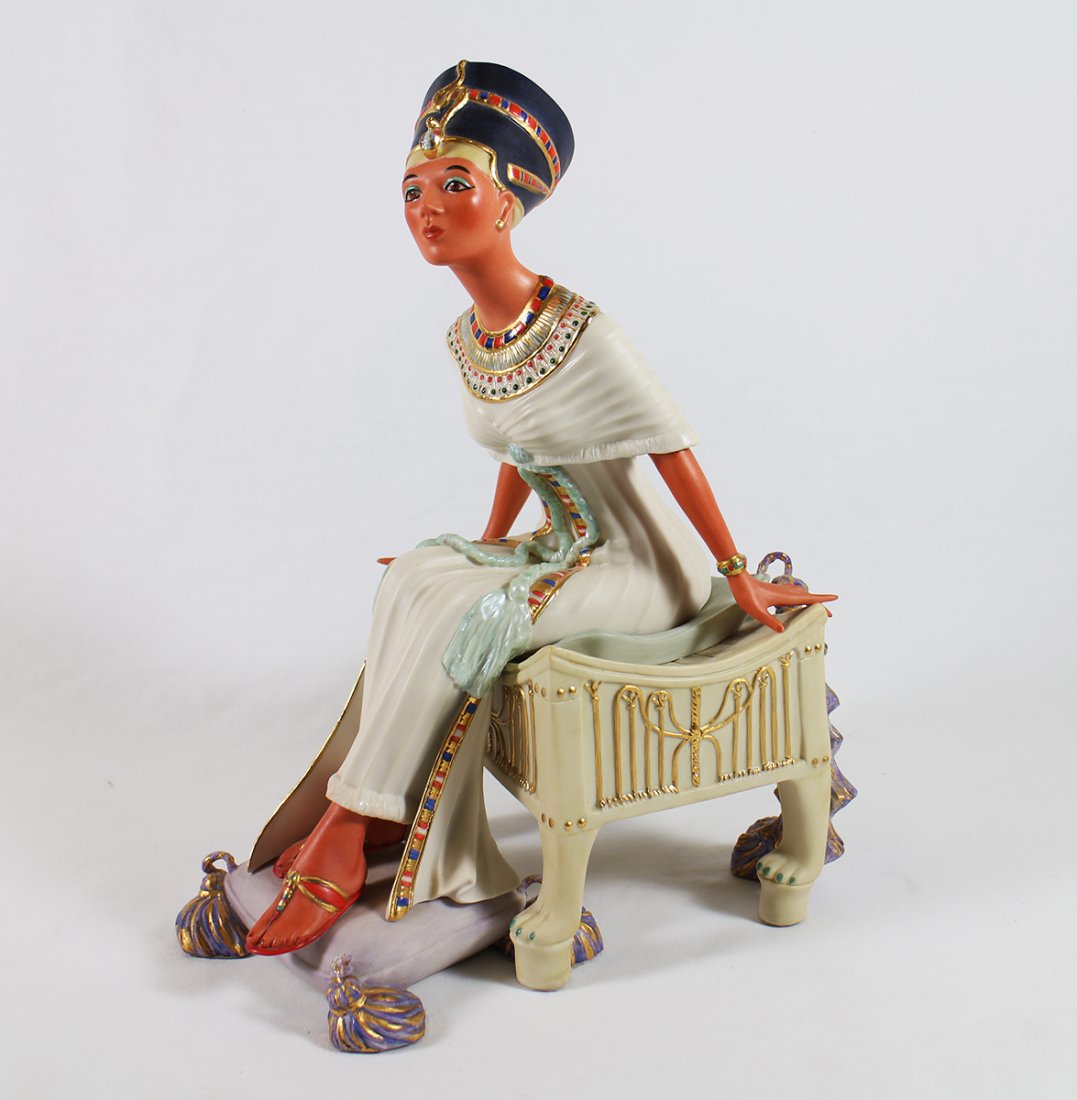 QUEEN NEFERITI BY CYBIS: Limited Edition figurine issued in 1979 by Cybis. She is titled Queen Neferiti and is numbered 68. Measures 12" x 9" x 6"