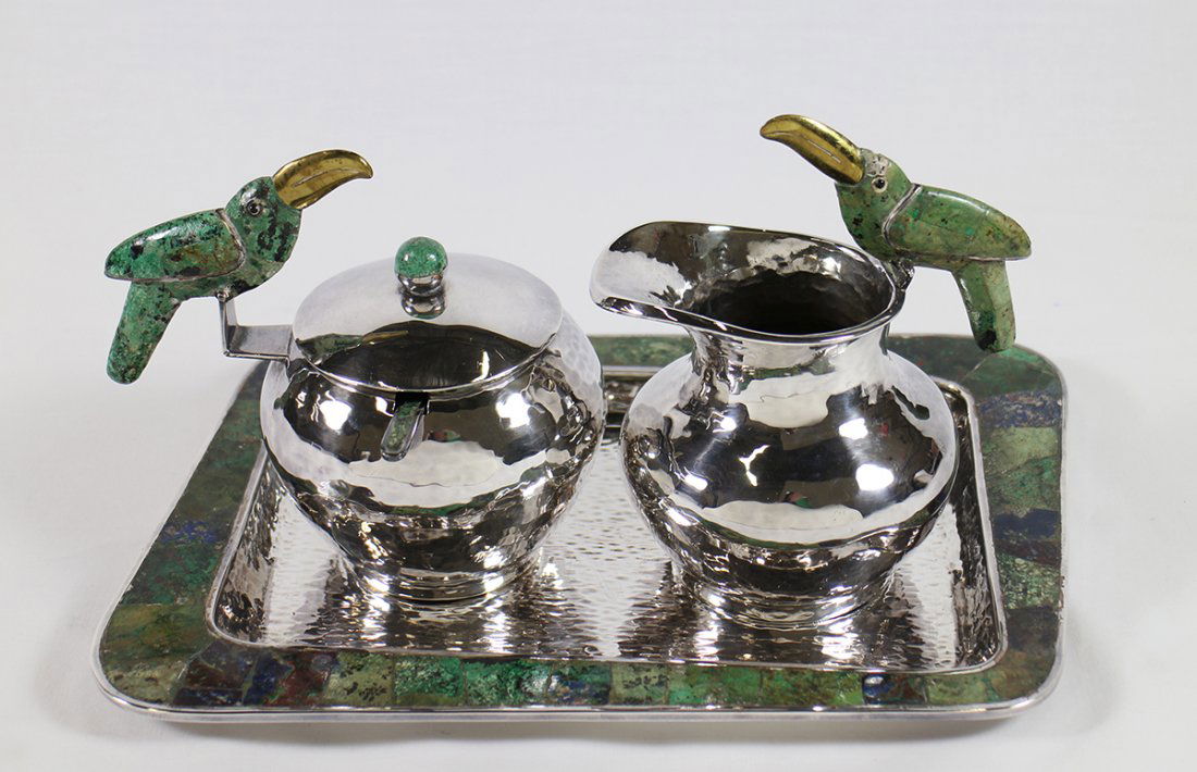3PC LOS CASTILLO MEXICAN SILVERPLATE TRAY SET (1 of 4)