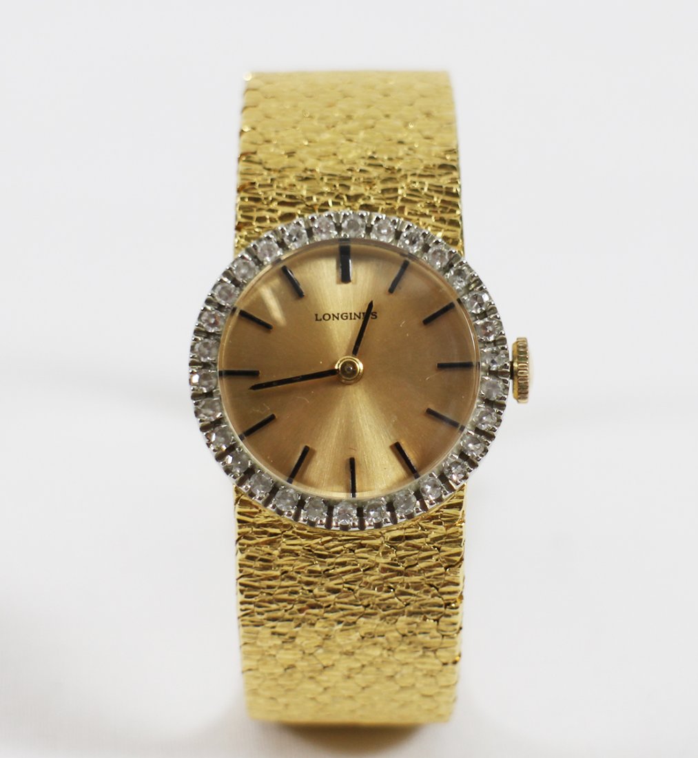 18K FRENCH LONGINES DIAMOND WATCH W/ BOX (1 of 6)