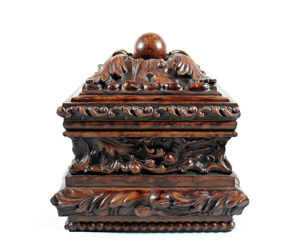 CARVED BURLWOOD STYLE BOX (1 of 2)