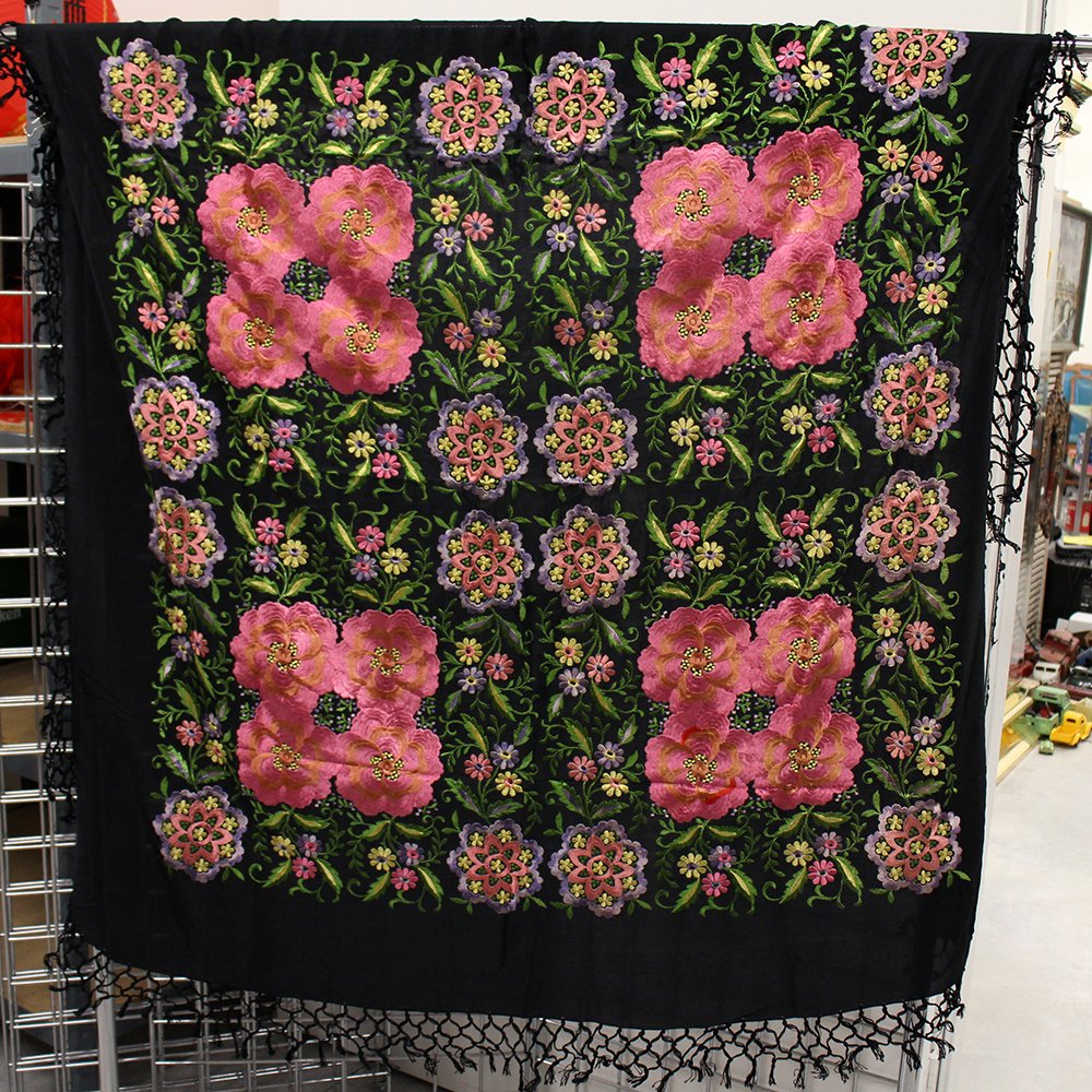 VICTORIAN SILK EMBROIDERED SHAWL (1 of 2)