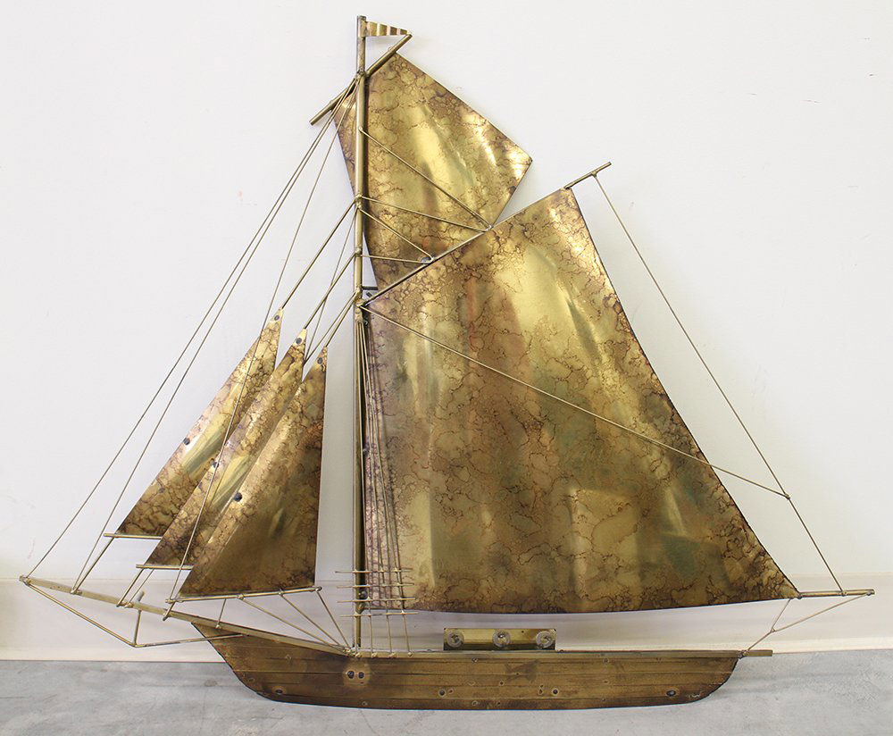 MID CENTURY BRASS SAILBOAT ART (1 of 1)