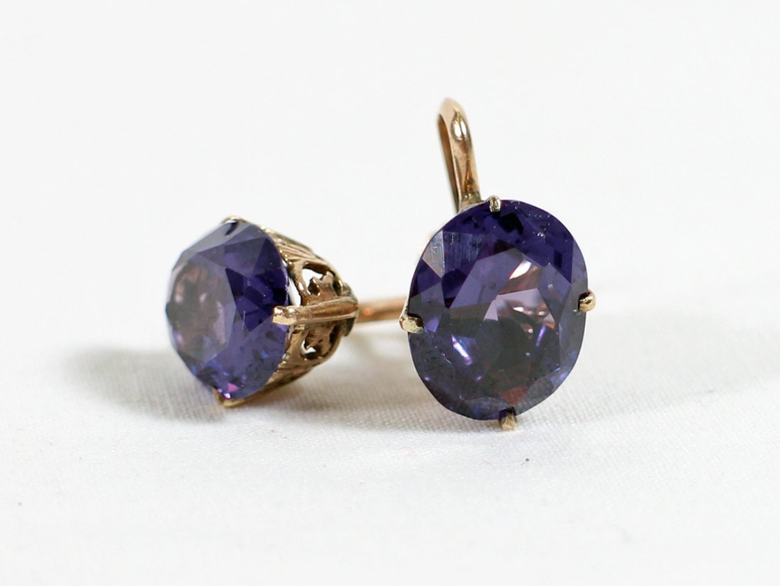 VINTAGE 14K CORUNDUM EARRINGS (1 of 4)