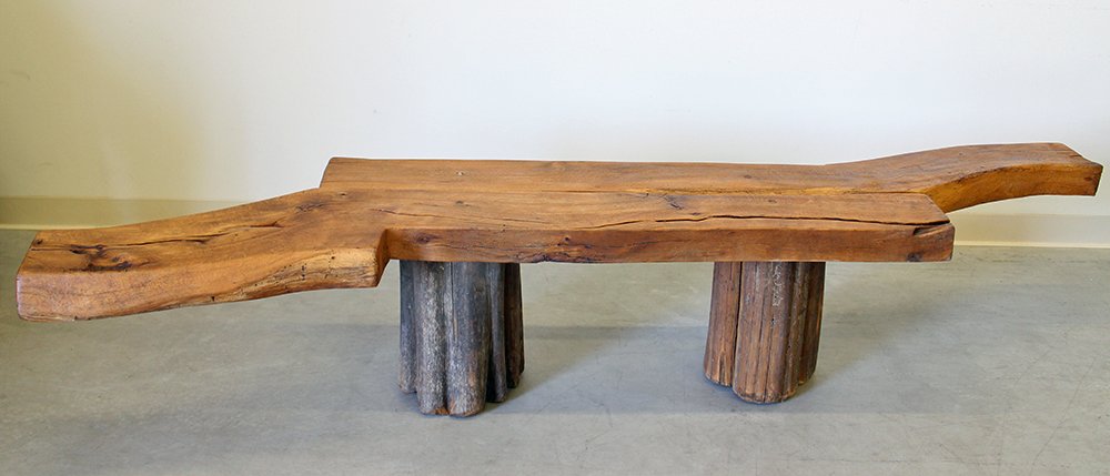 8' HAND CRAFTED WOOD BENCH (1 of 2)