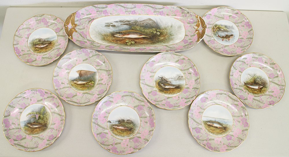 ANTIQUE LIMOGES FISH PLATTER & PLATES (1 of 5)