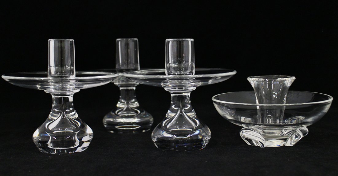 (4) STEUBEN CANDLESTICKS (1 of 2)