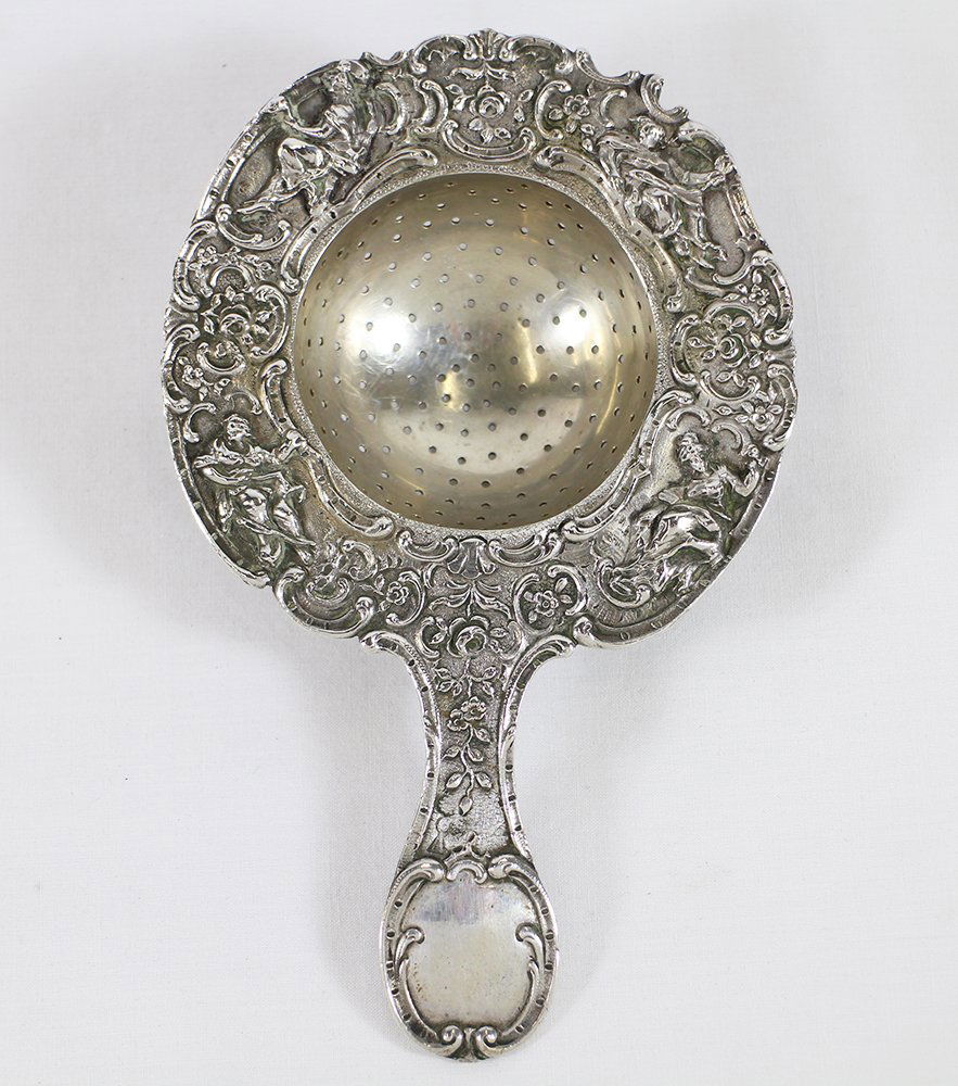 19TH CENT. HANAU SILVER TEA STRAINER (1 of 4)