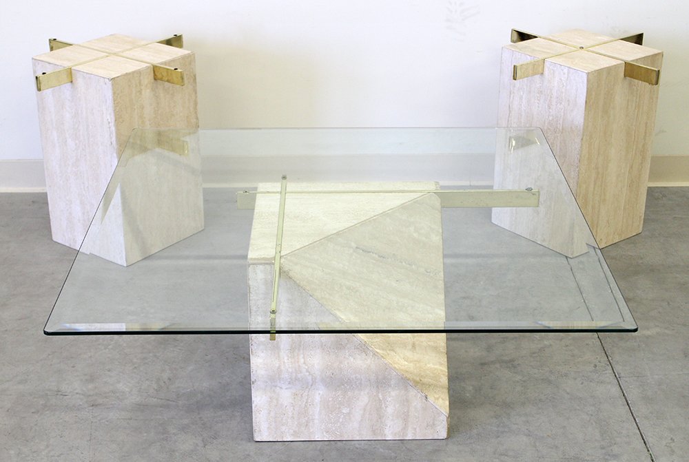 (3) MARBLE & GLASS TABLES (1 of 2)